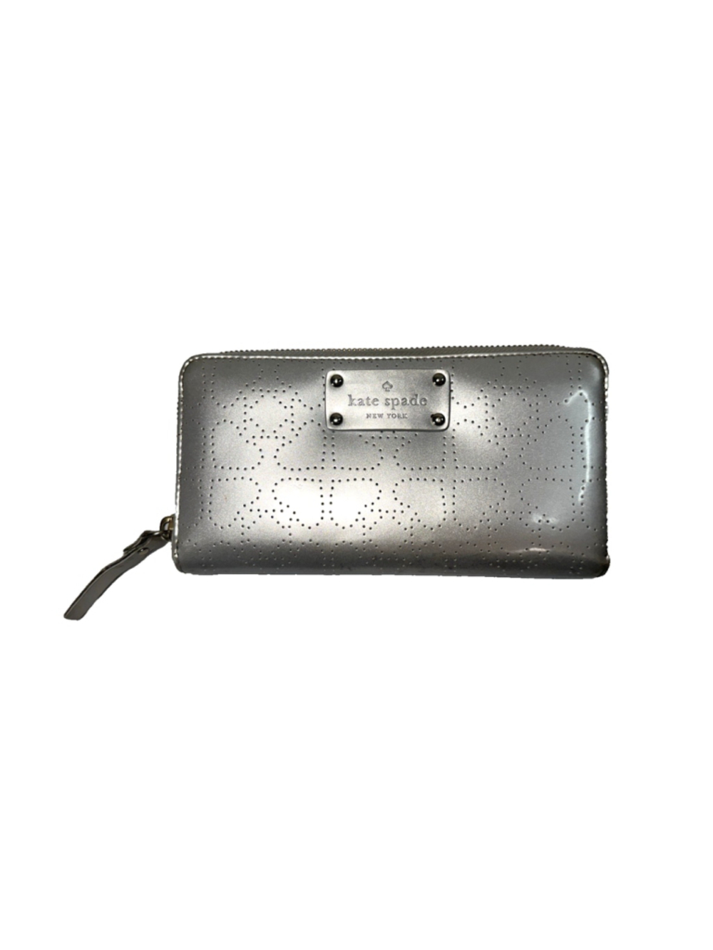 Kate Spade NY Silver Glossy Leather Multi Compartment Wallet